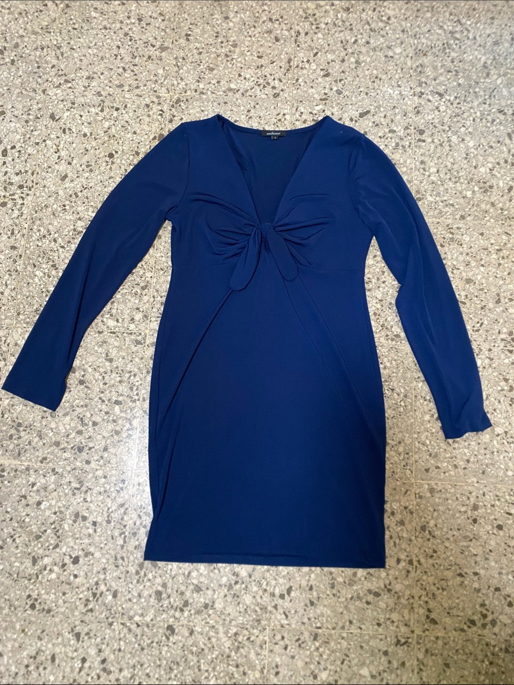 Ambiance Royal Blue Long Sleeve Knot Front Dress Size Large